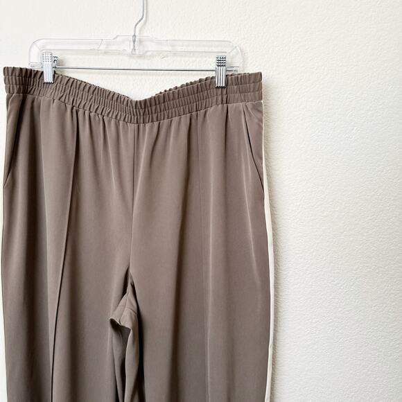 [Primark] Brown White High Rise Side Stripe Wide Leg Pants Elastic Waist Size XL - Picture 7 of 11